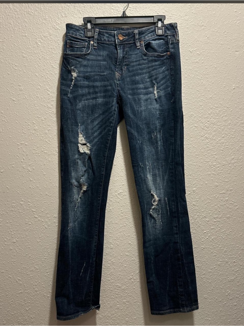Dear John Dark Blue Distressed Straight Leg Jeans
